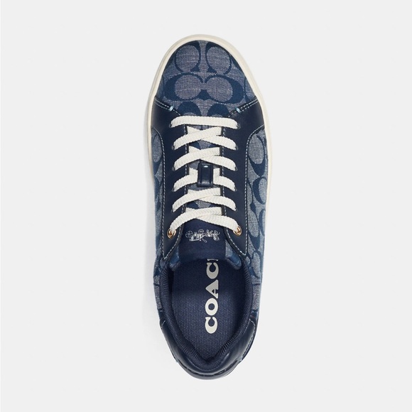 Coach Clip Low Top Sneaker in Signature Chambray Midnight Navy - Picture 3 of 5